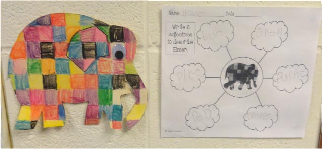 Write 6 adjectives to describe Elmer