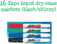 16 Expo brand dry-erase markers - black and skinny