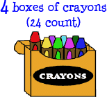 4 boxes of crayons (24 count)