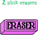 2 pink erasers