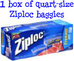 1 box of quart-size Ziploc baggies