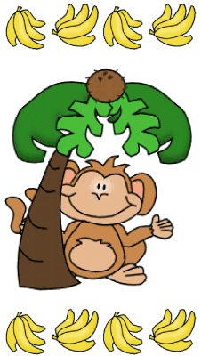Monkey under tree with bananas